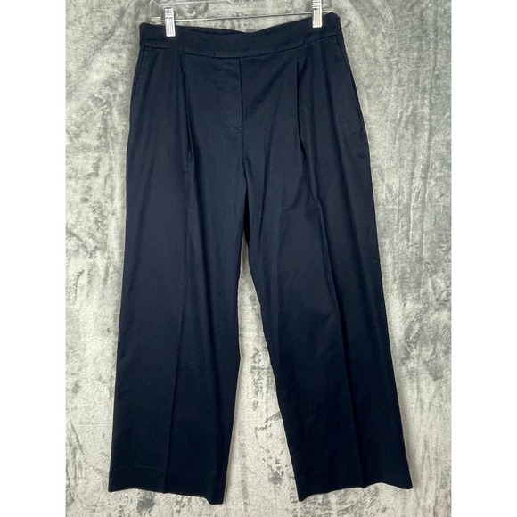 J. Jill Pants - J.Jill Dress Pants Womens 10 Blue Wide Leg Cotton Blend Stretch Pleated Trousers
